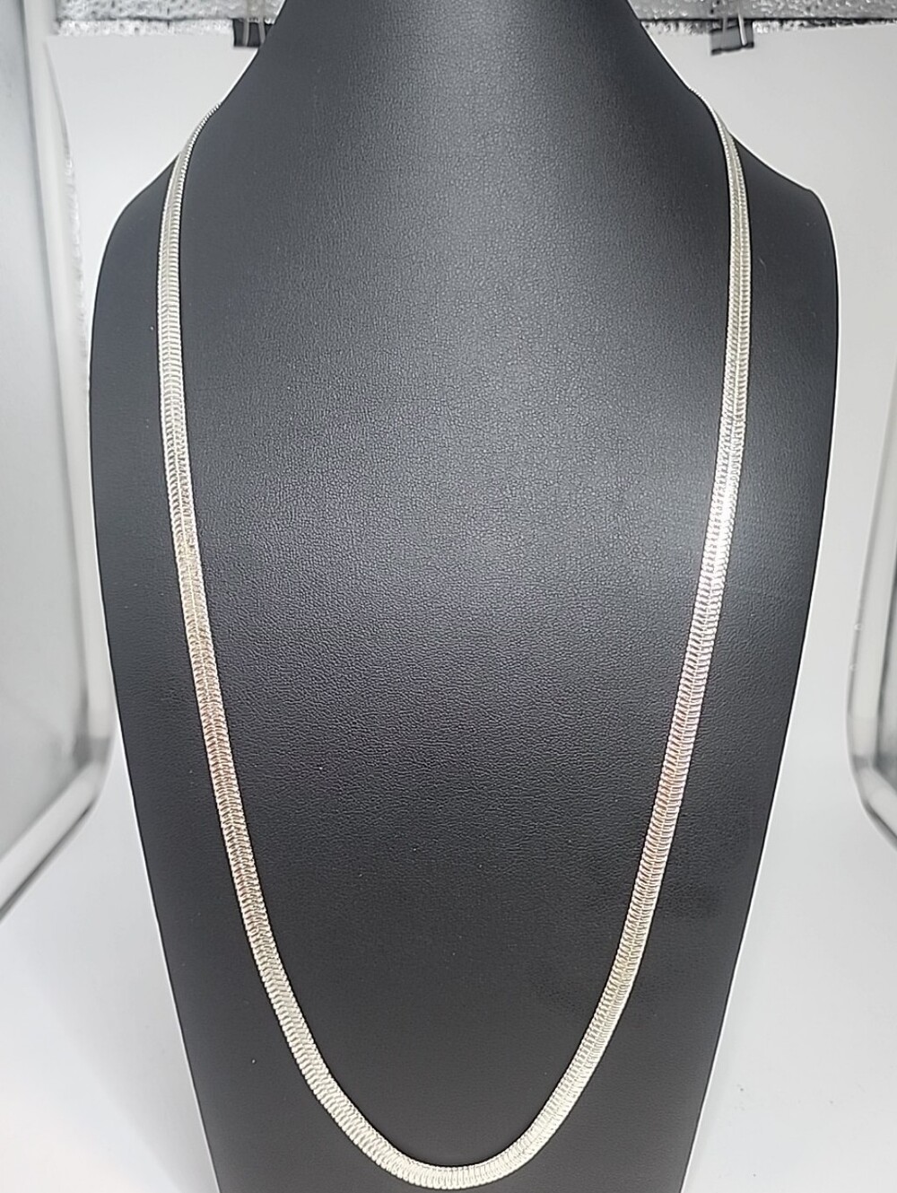 Vintage Napier Silvertone Herringbone Necklace 28" Mint Condition